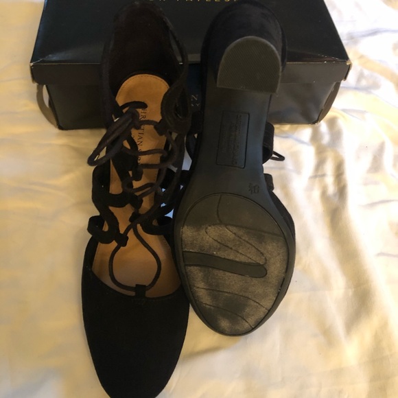Christian Siriano Black Lace Up Heels EUC - Picture 4 of 4